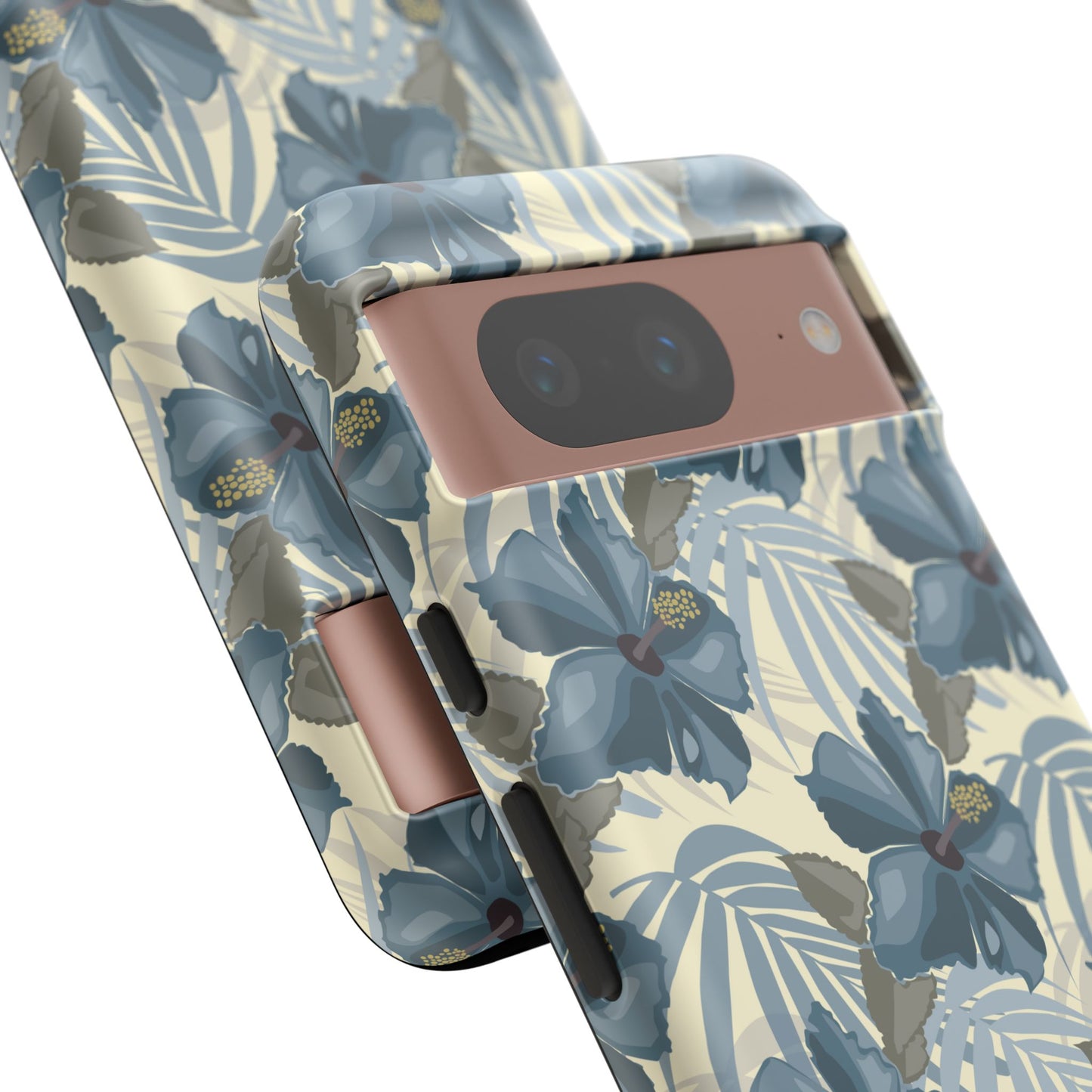 Blue Hibiscus in Earth Tones Tough Phone Cases