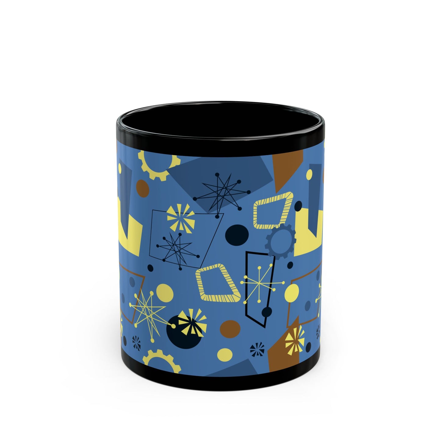Mid-Century Modern Abstract Pattern Mug — Retro Geometric Coffee Cup (11oz/15oz)