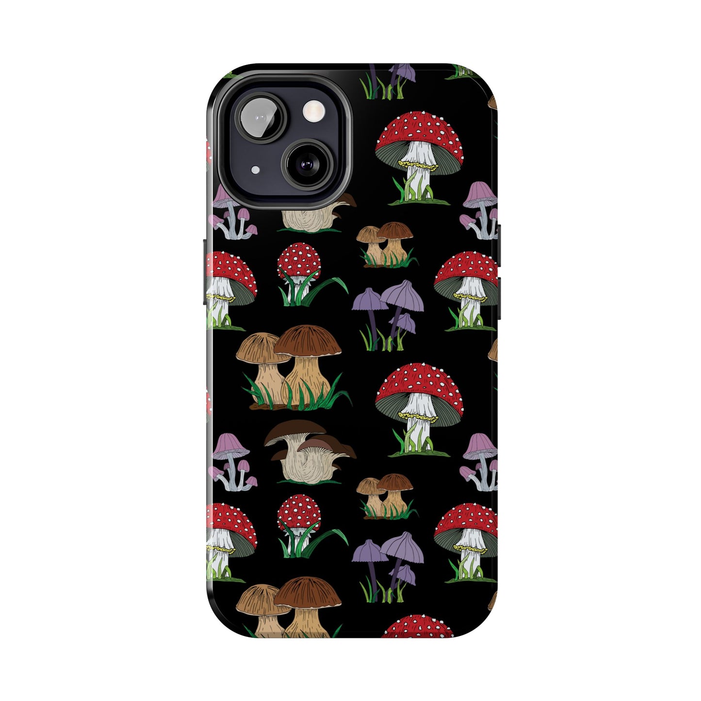 Mushroom Pattern on Black Tough iPhone Cases