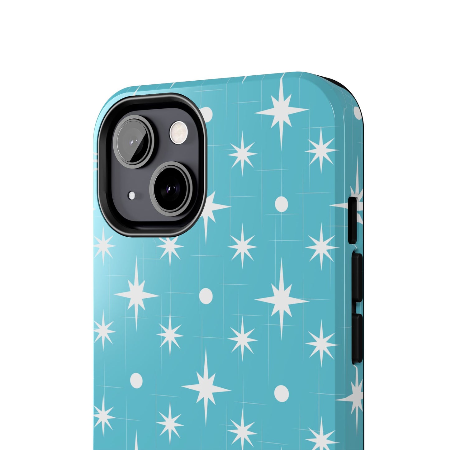 1950s Retro Star Pattern on Blue Tough iPhone Cases