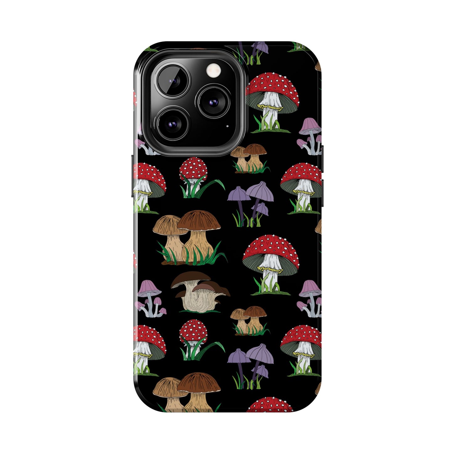 Mushroom Pattern on Black Tough iPhone Cases