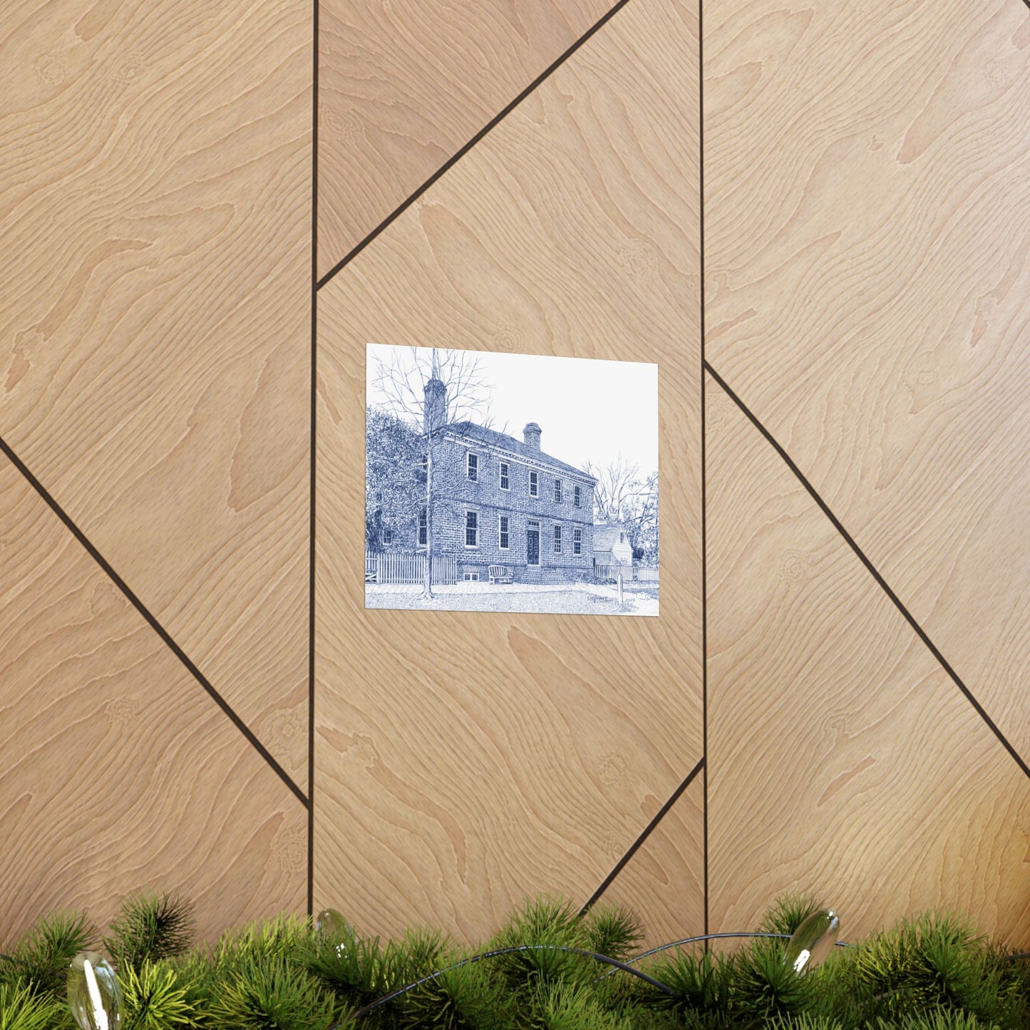 Colonial Williamsburg's Wythe House in Blue Poster — Matte Horizontal Architectural Print