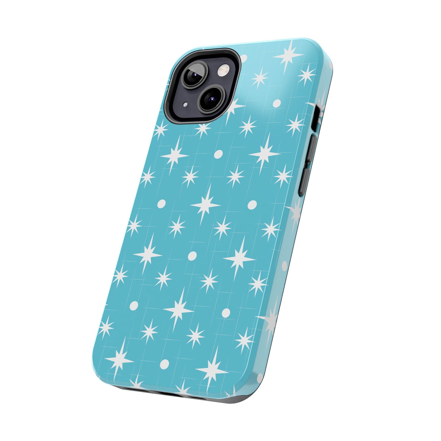 1950s Retro Star Pattern on Blue Tough iPhone Cases