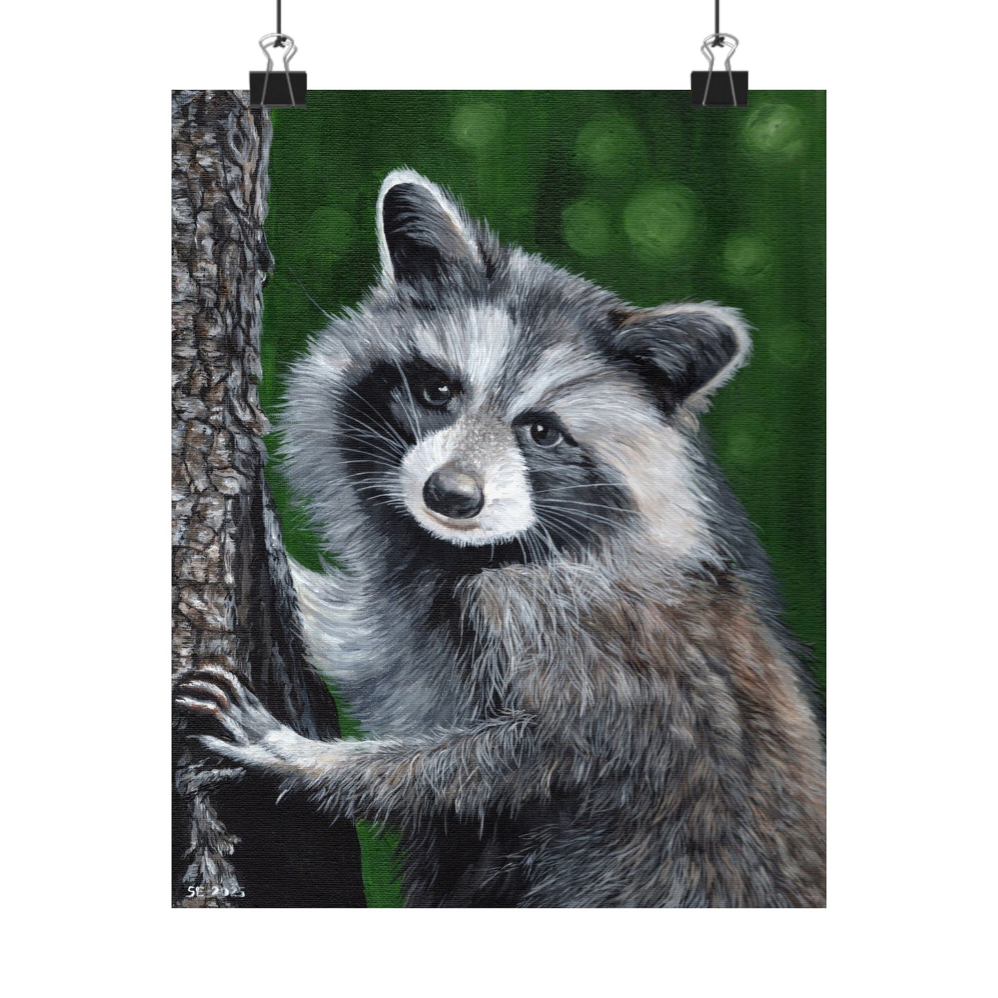 Raccoon Forest Matte Poster — Vertical Wildlife Wall Art