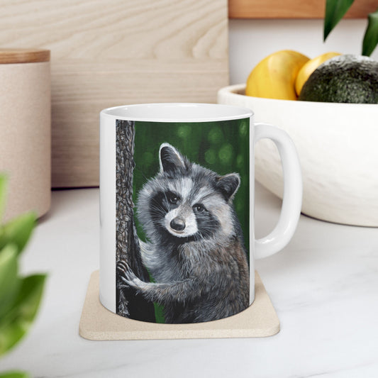 Raccoon Forest Mug – Cute Wildlife Ceramic Coffee Cup (11oz & 15oz)