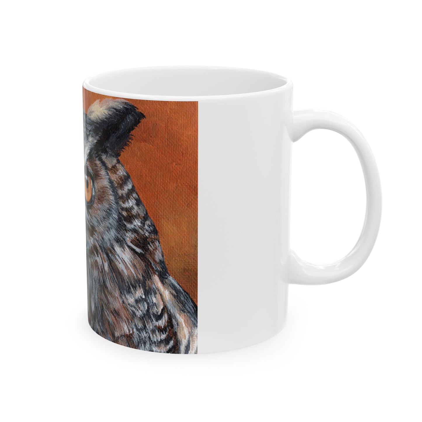 Owl Portrait Ceramic Mug — Realistic Brown Owl Coffee Cup (11oz & 15oz)