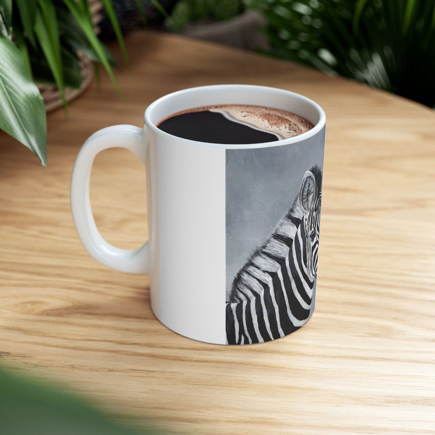 Zebra Pair Ceramic Mug — Black & White Animal Art Coffee Cup (11oz, 15oz)