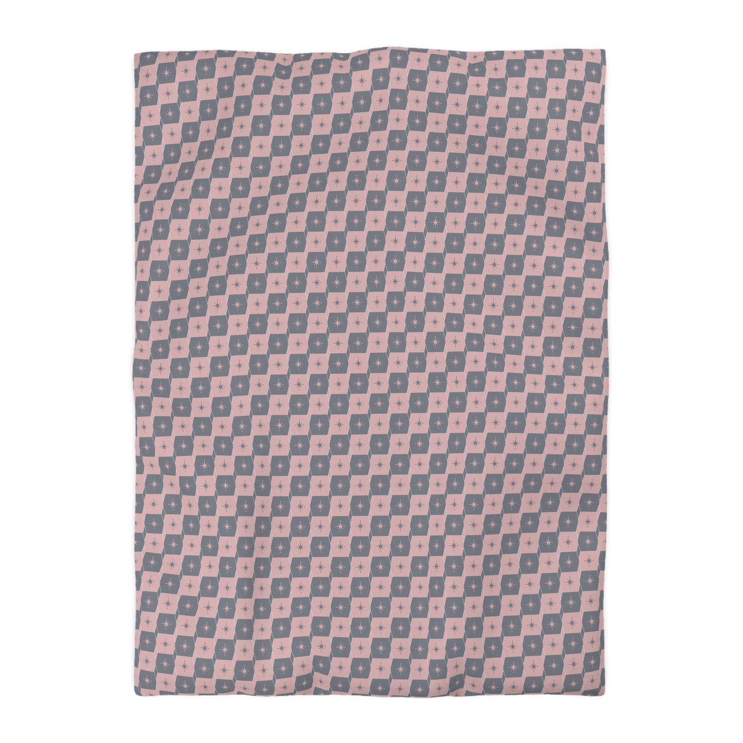 Pink Geometric Checkerboard Microfiber Duvet Cover