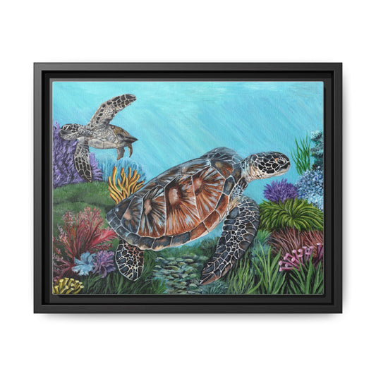 Sea Turtle Canvas Print — Framed Matte Ocean Wall Art
