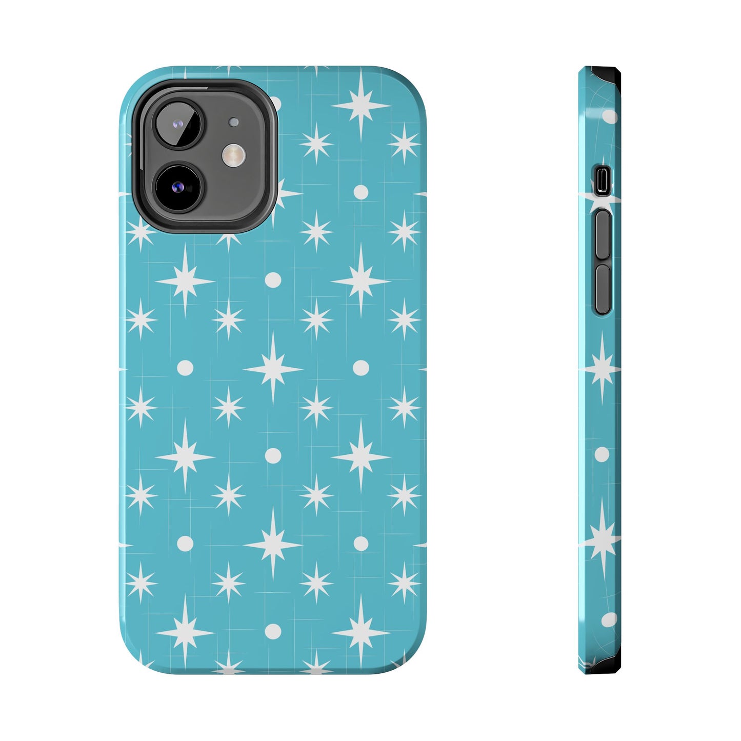 1950s Retro Star Pattern on Blue Tough iPhone Cases