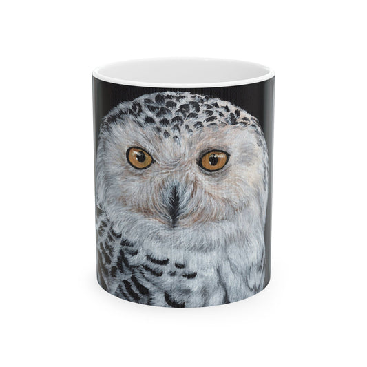 Snowy Owl Ceramic Mug — Realistic Wildlife Coffee Cup (11oz & 15oz)