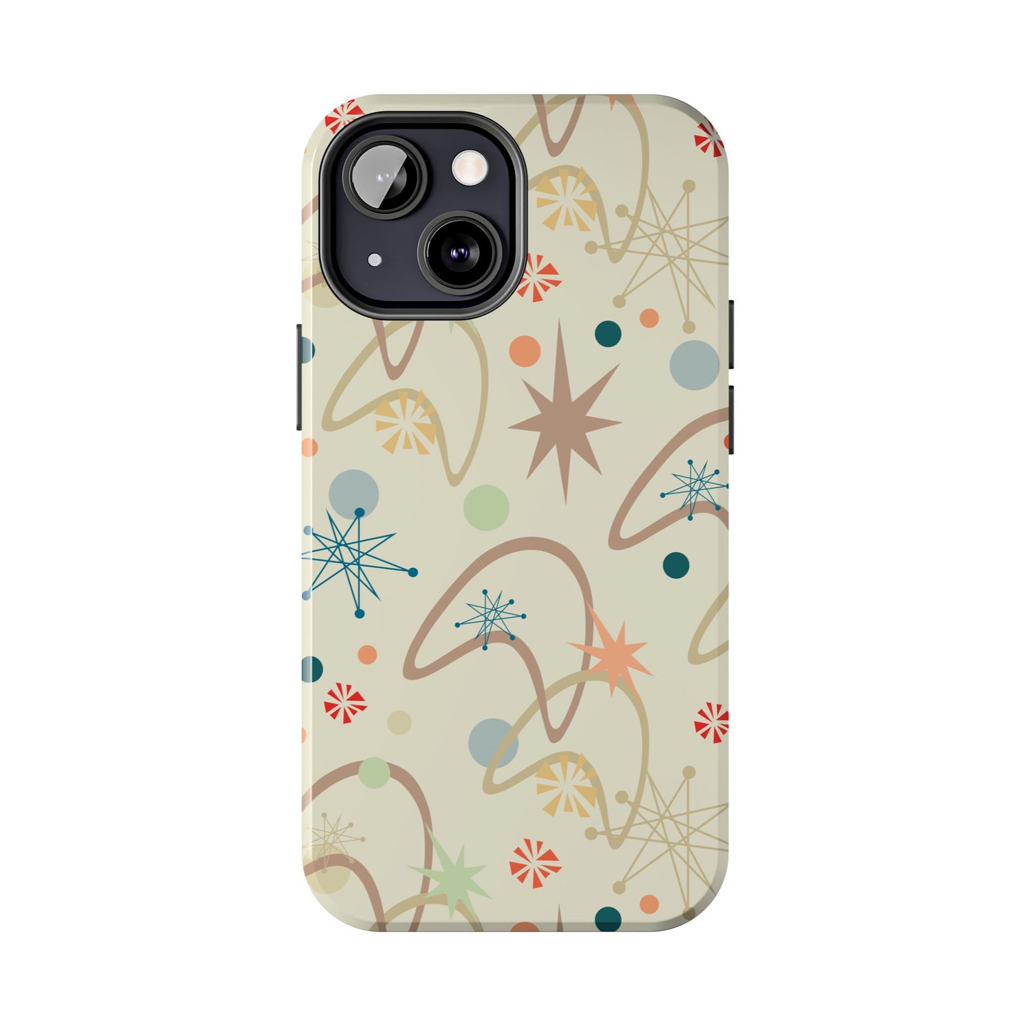 1950s Atomic Age Retro Pattern in Tan Tough iPhone Cases