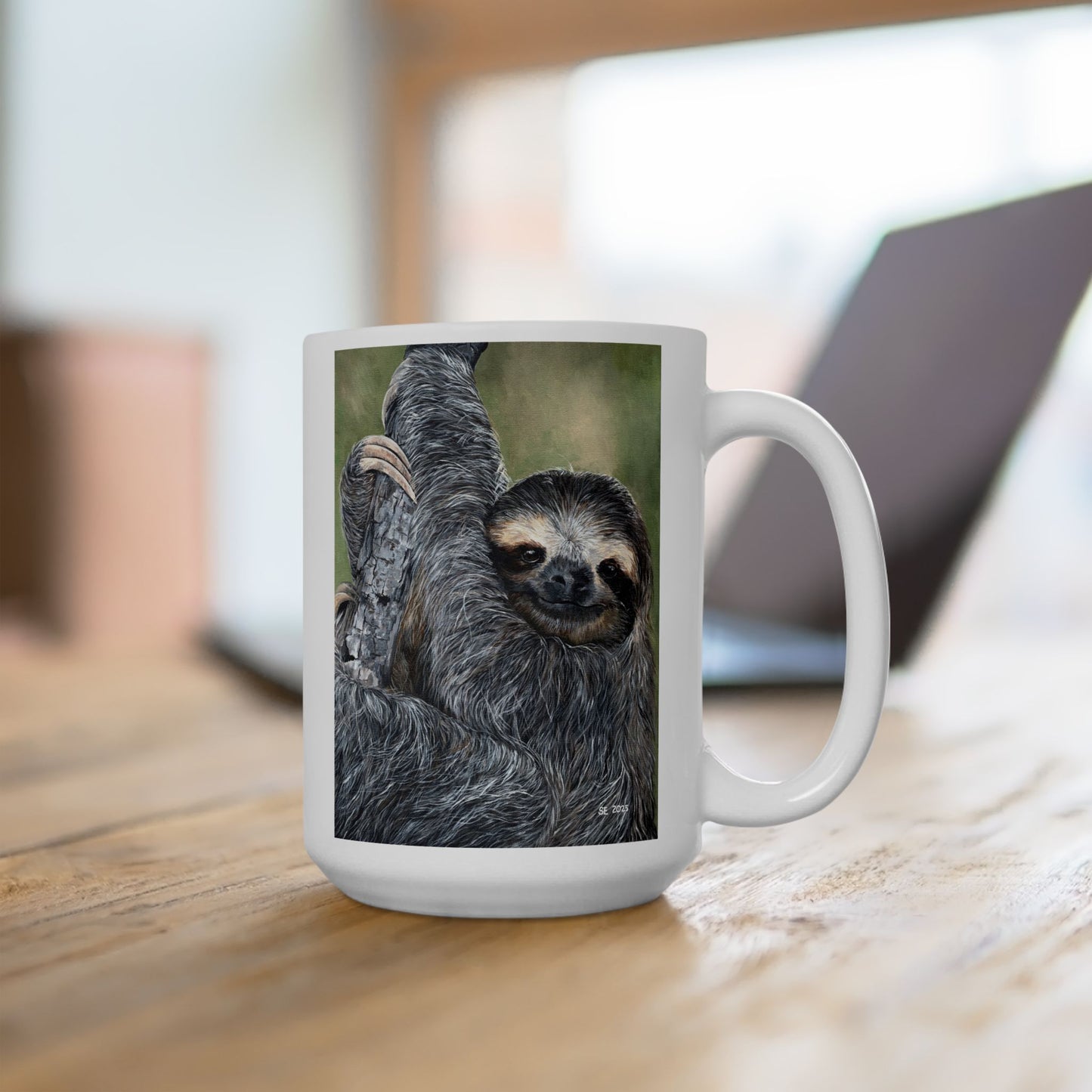 Sloth Portrait Ceramic Mug — Cute Lazy Sloth Coffee Cup (11oz, 15oz)