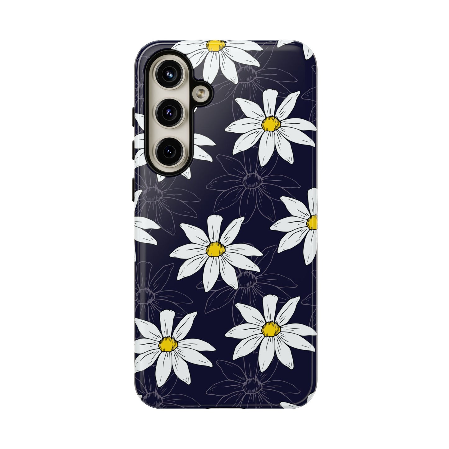 Daisies on Dark Blue Accent Phone Case