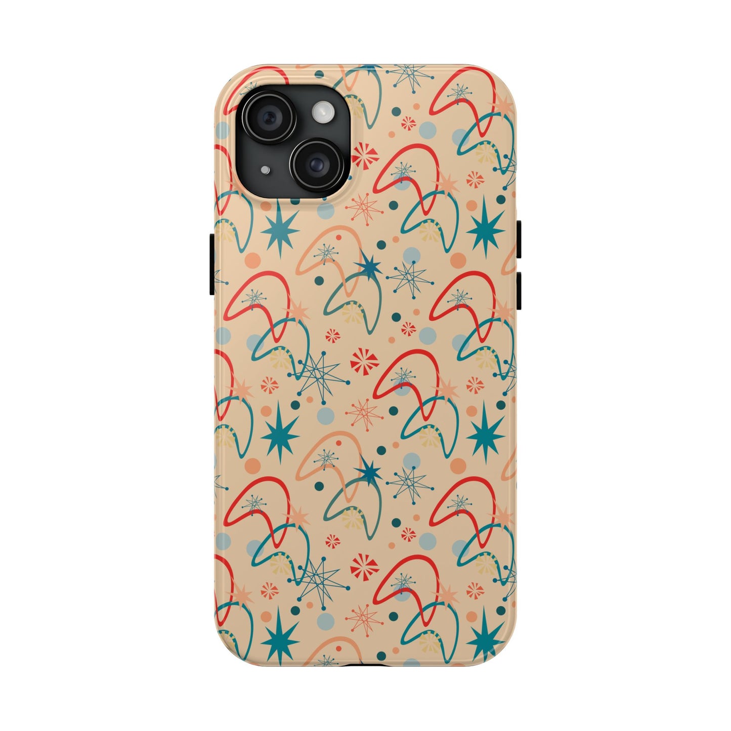 1950s Atomic Age Retro Pattern in Beige Tough iPhone Case