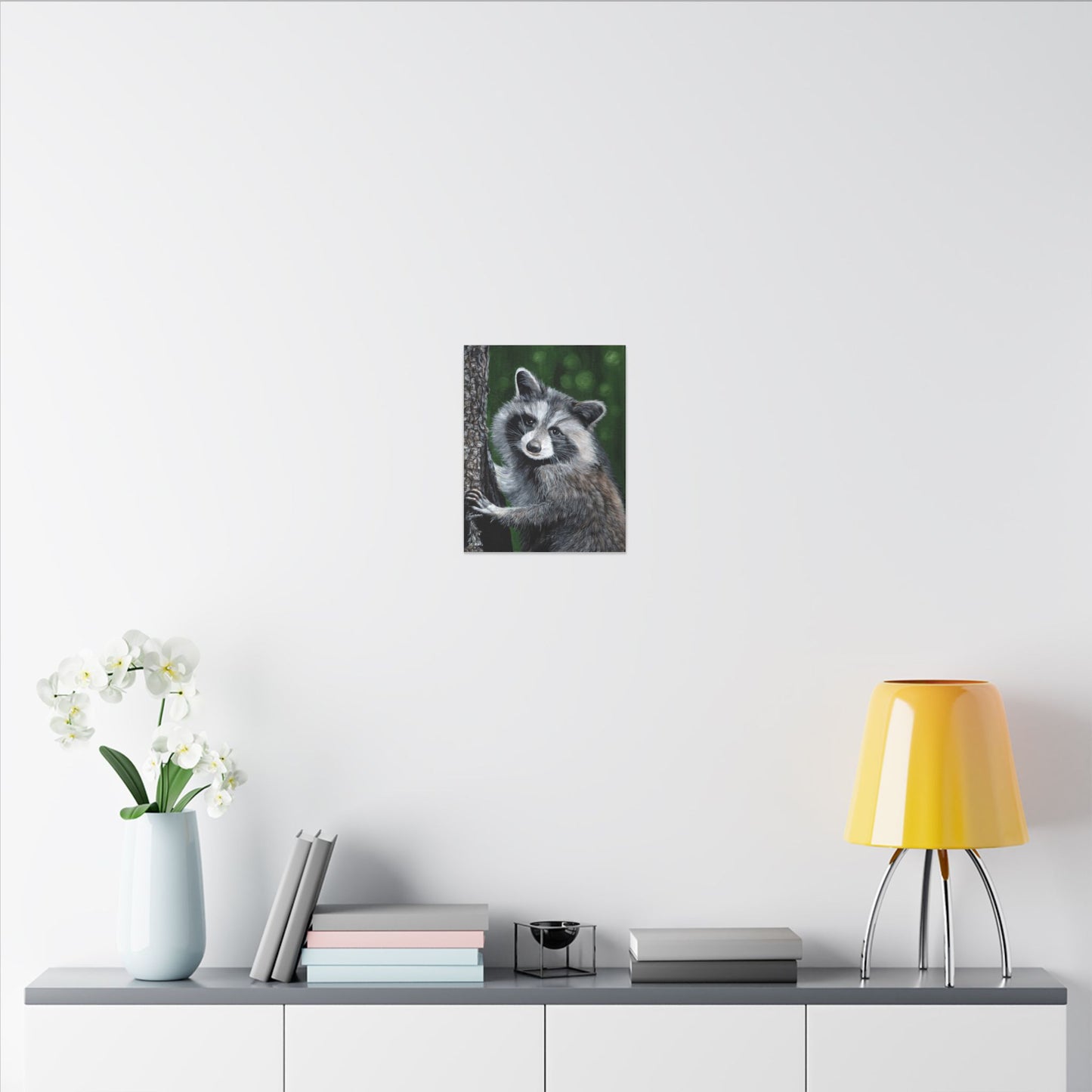 Raccoon Portrait Canvas Wall Art — Cute Forest Animal Painting