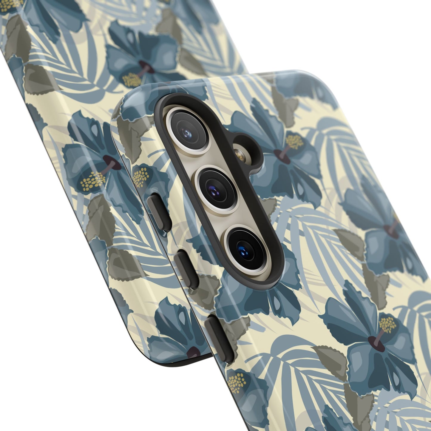 Blue Hibiscus in Earth Tones Tough Phone Cases