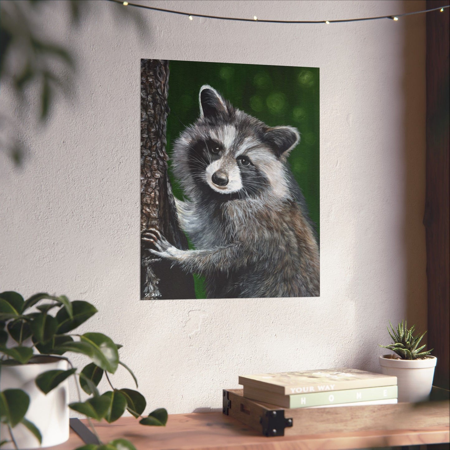 Raccoon Forest Matte Poster — Vertical Wildlife Wall Art