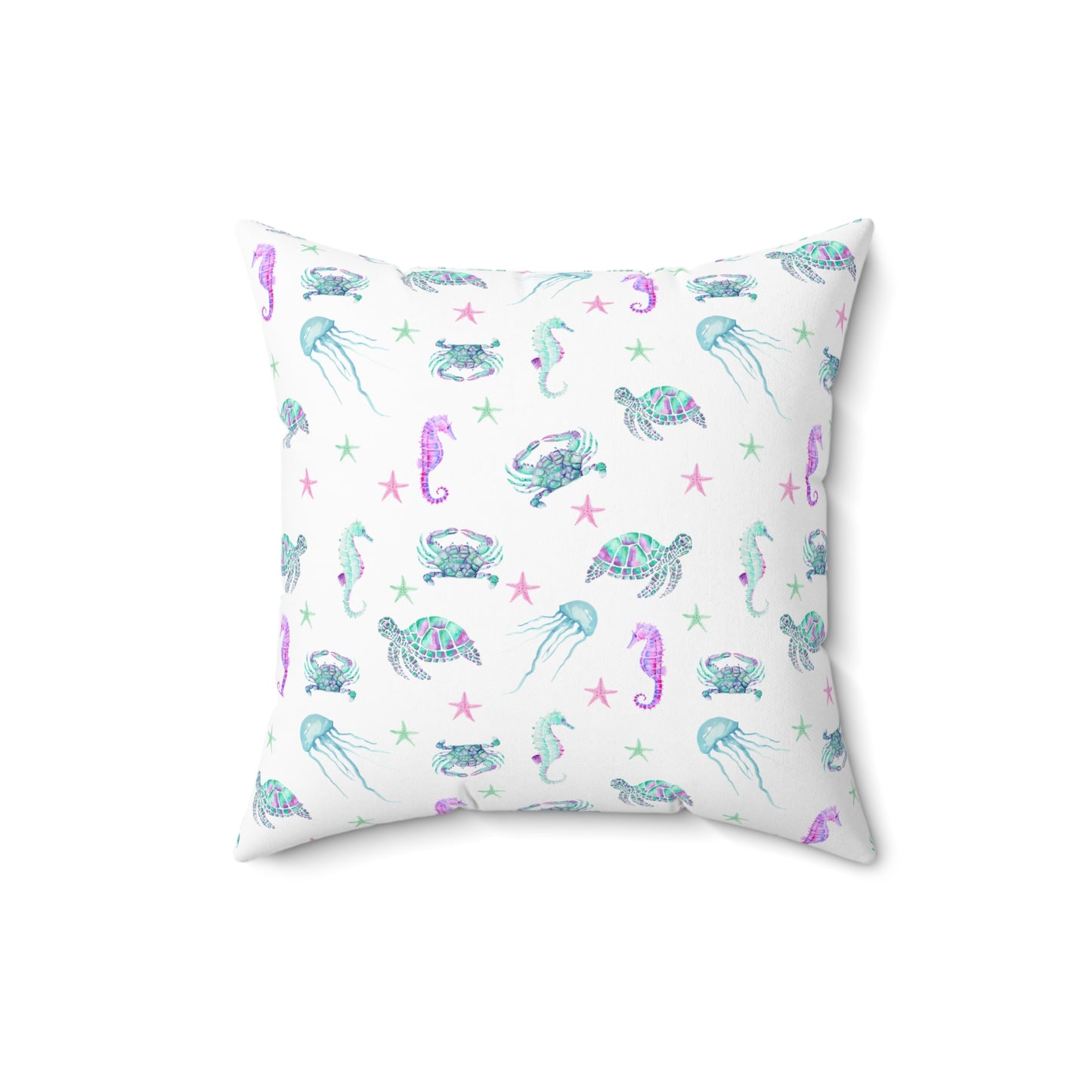 Square Pillow Ocean Life in Soft Pastel Colors