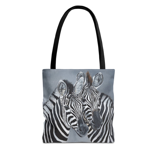 Zebra Pair Tote Bag — Artistic Black & White Animal Print Tote for Everyday Use