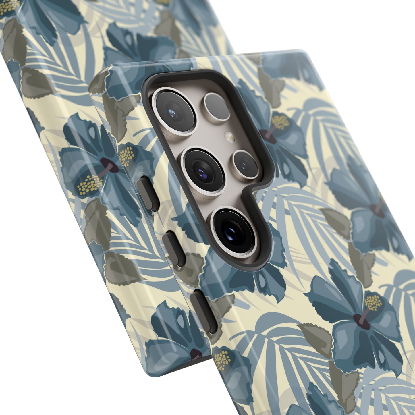 Blue Hibiscus in Earth Tones Tough Phone Cases