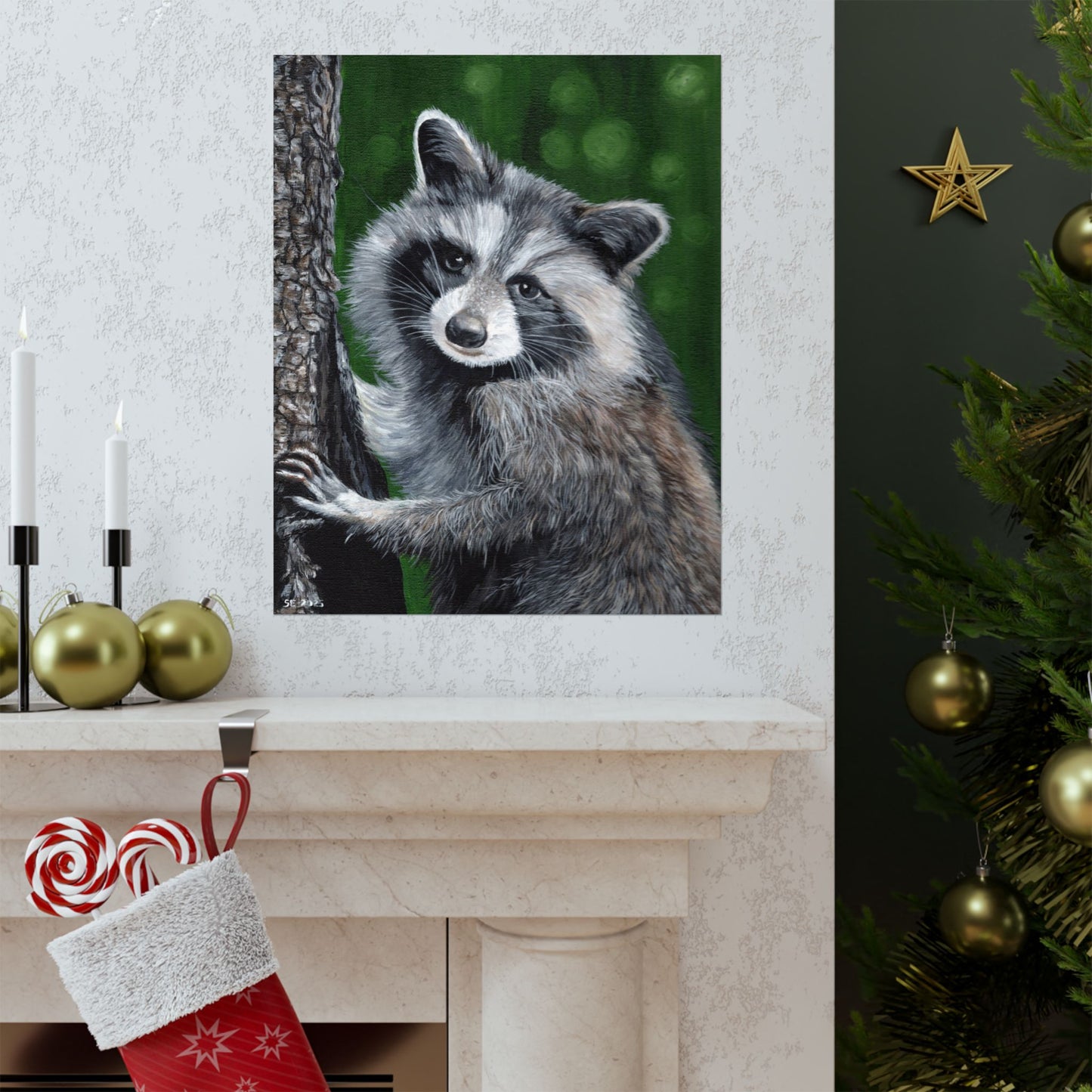 Raccoon Forest Matte Poster — Vertical Wildlife Wall Art