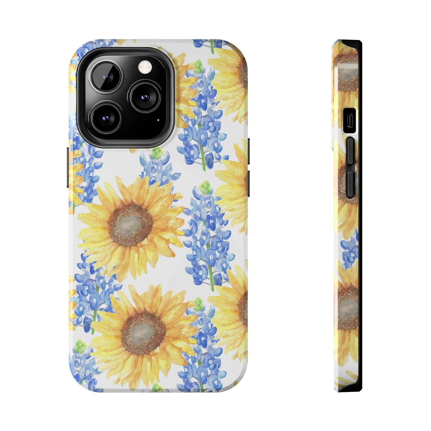 Sunflower and Bluebonnet Pattern Tough iPhone Cases