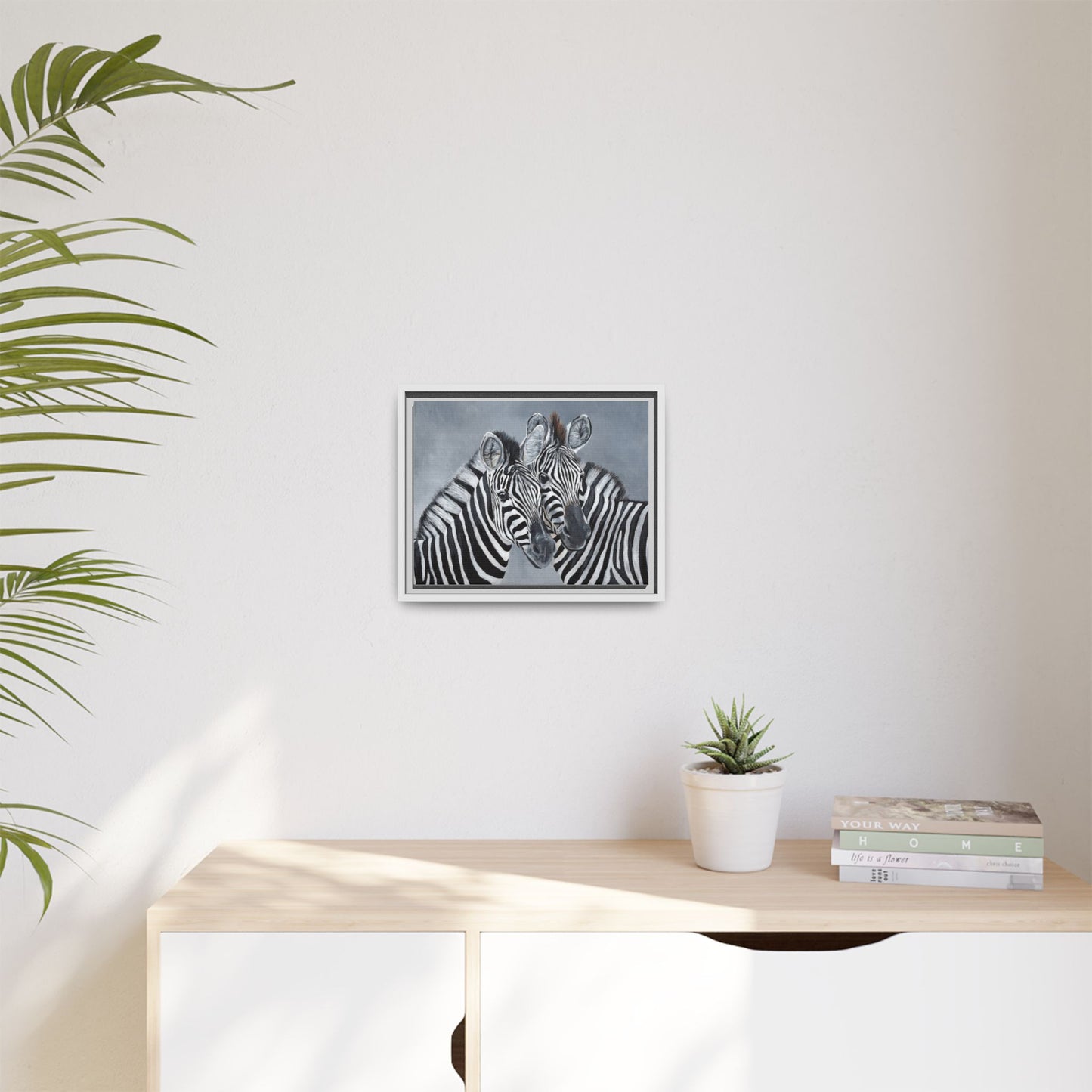 Framed Zebra Canvas Art – Matte Multi-Color Wildlife Print