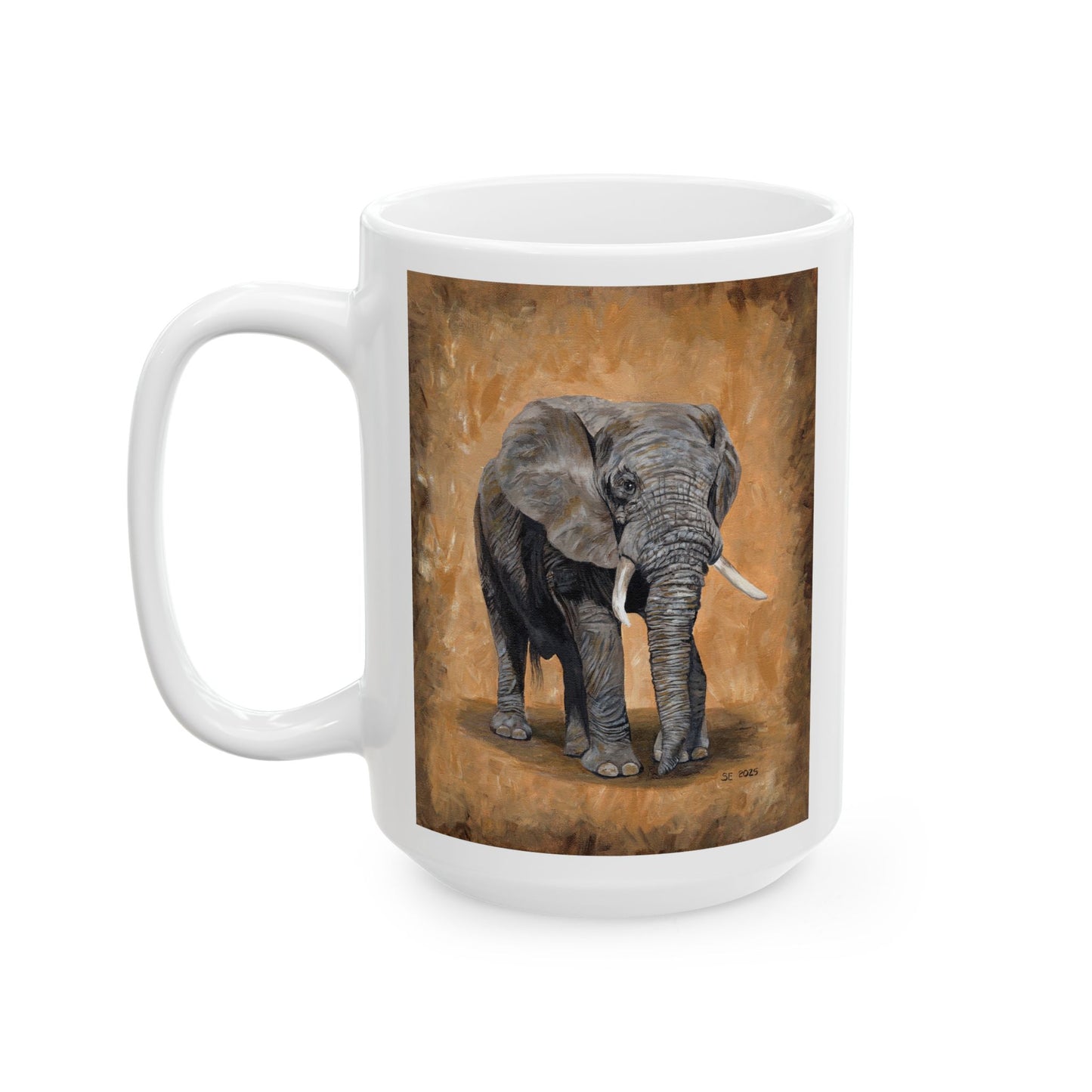 Elephant Portrait Ceramic Mug — Elephant Coffee Cup (11oz, 15oz)