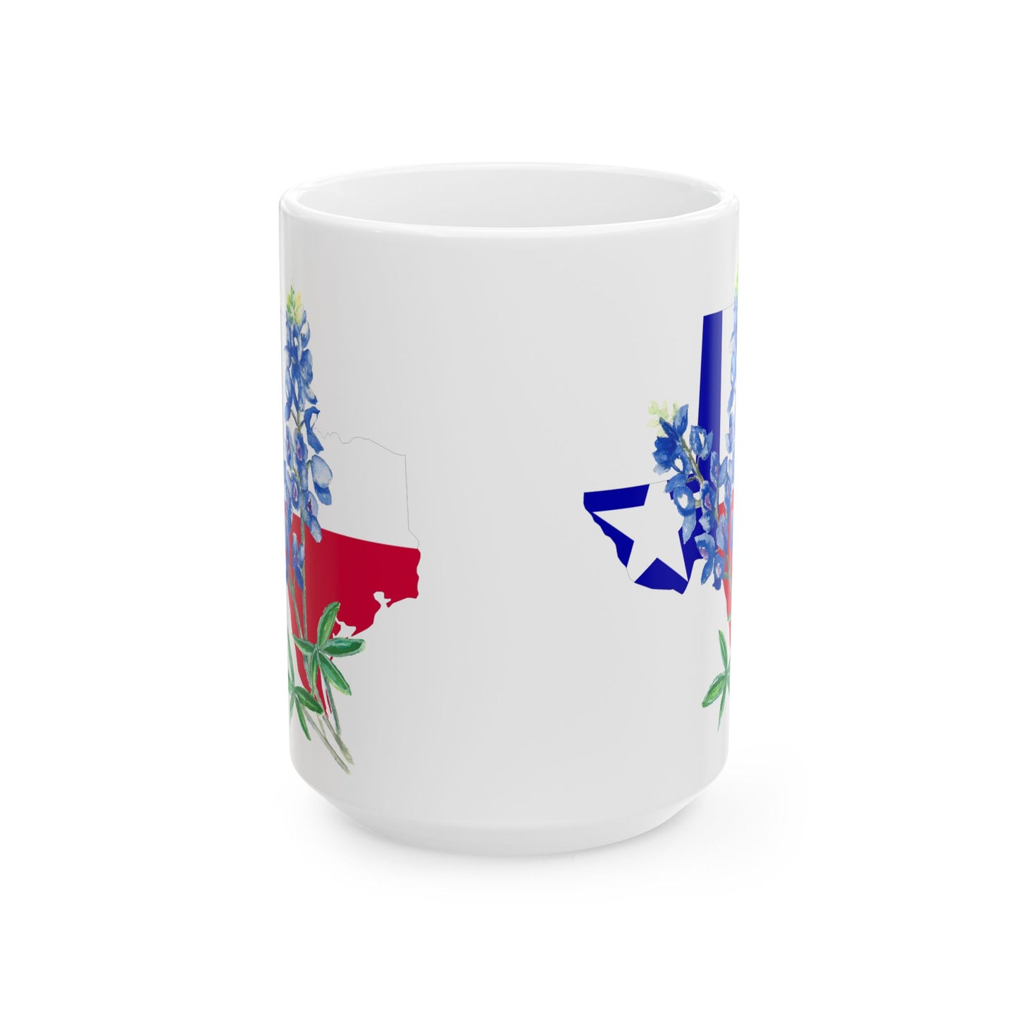 Texas Flag Floral Ceramic Mug — Bluebonnet State Pride Coffee Cup (11oz & 15oz)