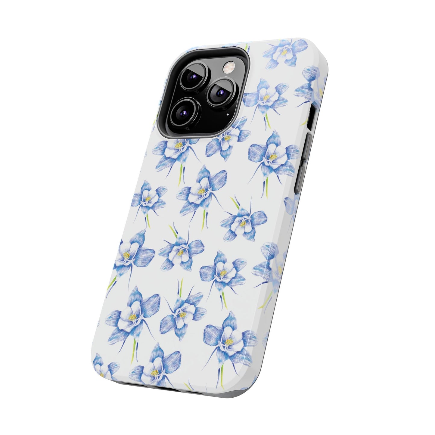 Blue Columbine Watercolor Flower Pattern Tough iPhone Cases