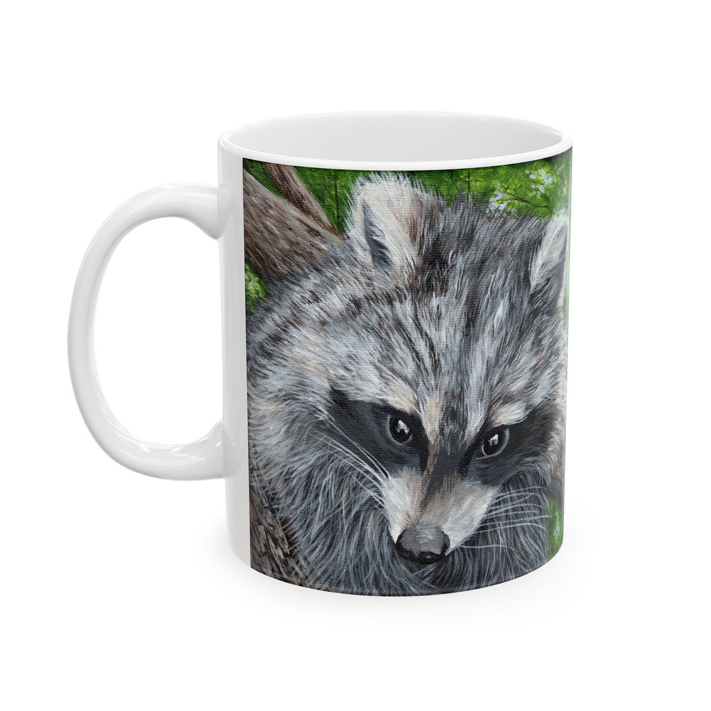 Raccoon Art Ceramic Mug — Forest Wildlife Coffee Cup (11oz & 15oz)