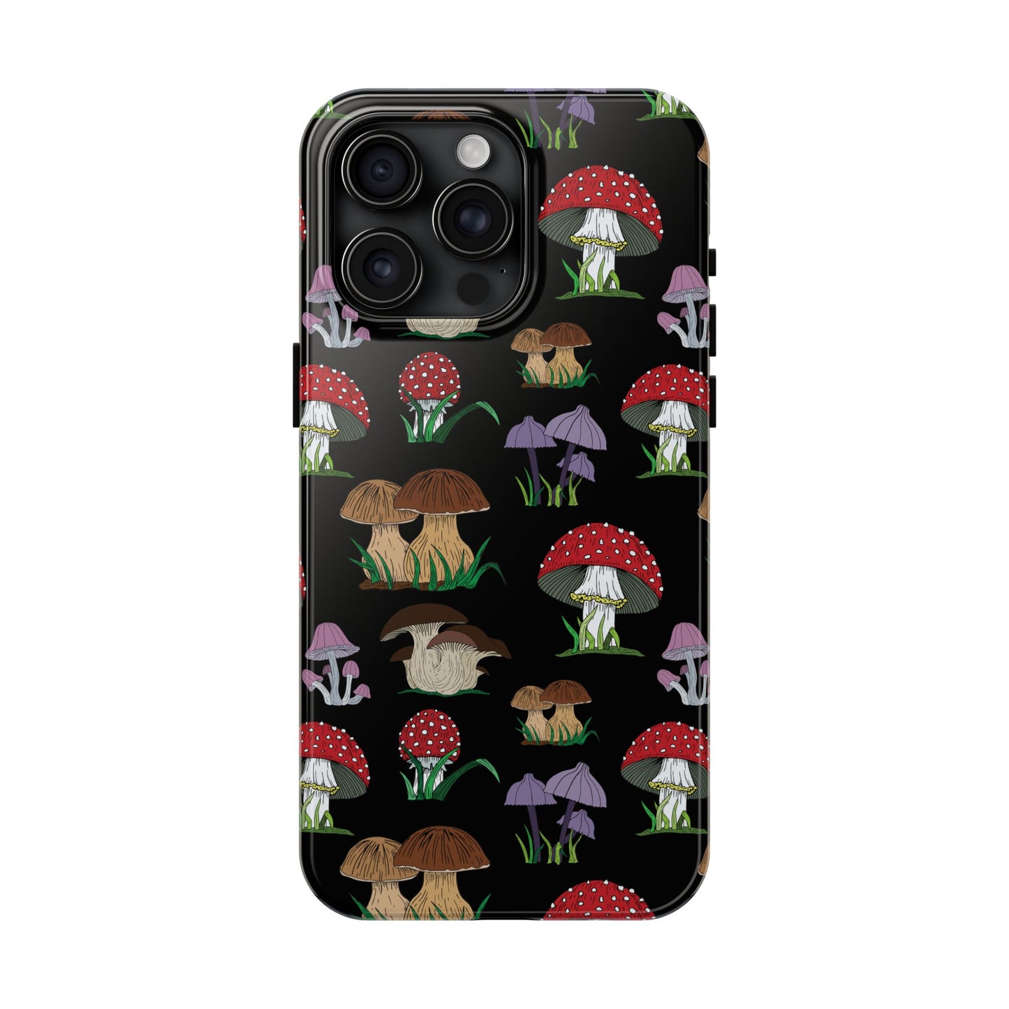 Mushroom Pattern on Black Tough iPhone Cases