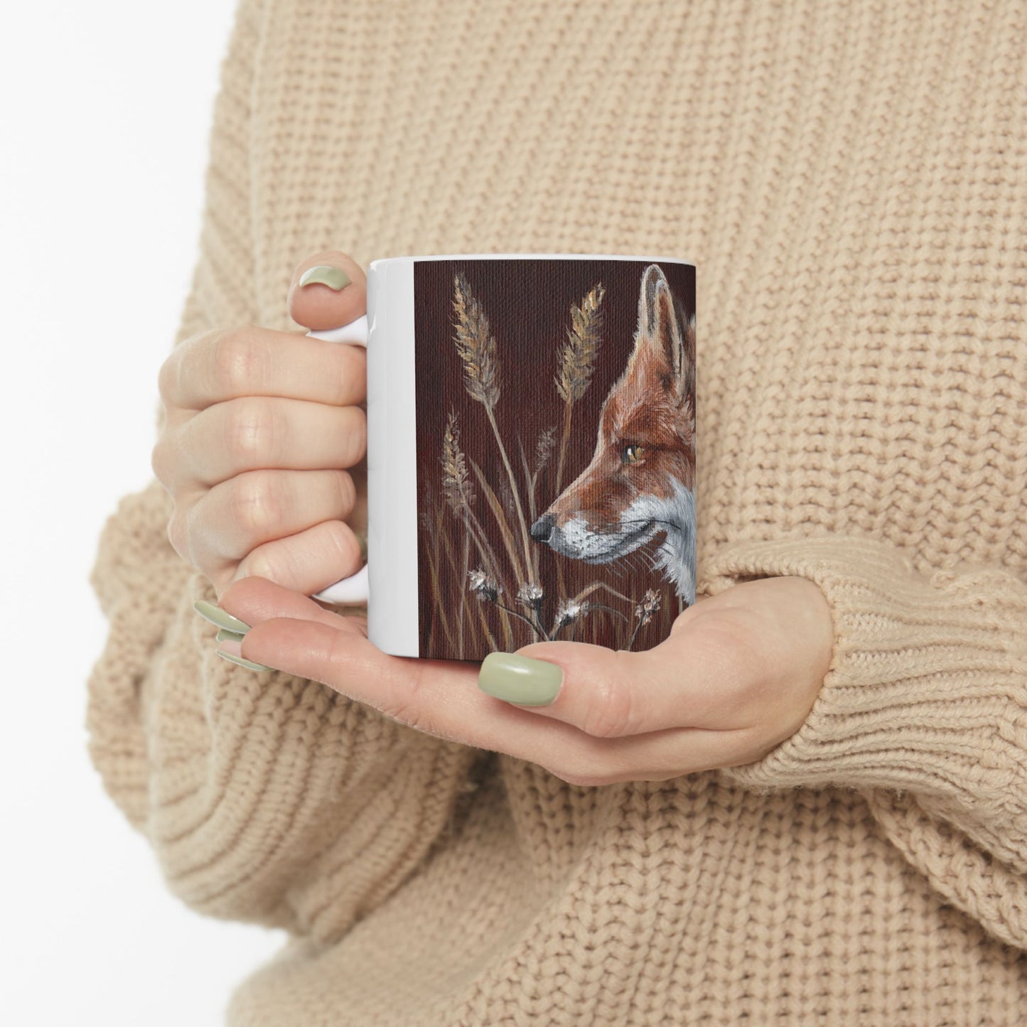 Fox Portrait Ceramic Mug — Rustic Woodland Coffee Cup (11oz & 15oz)