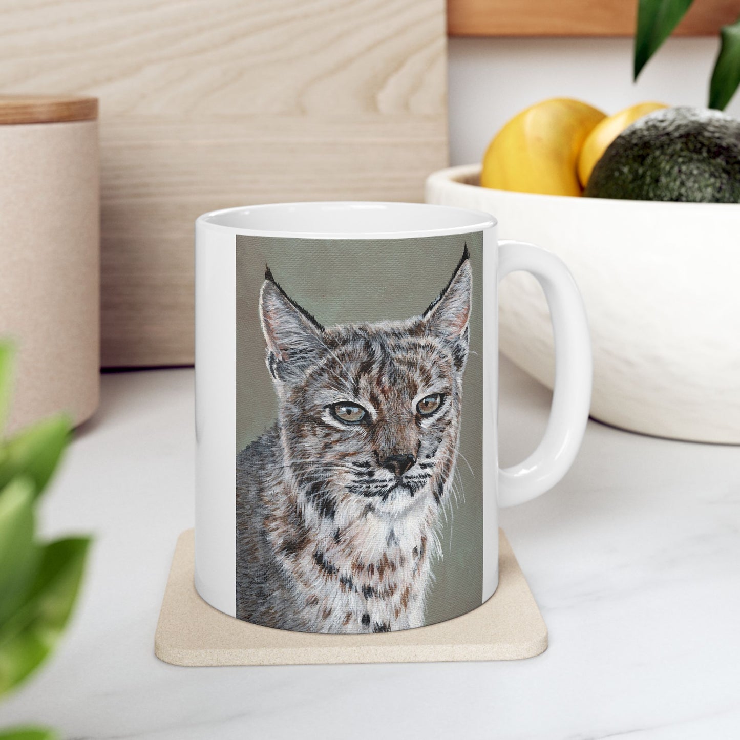 Lynx Portrait Ceramic Mug — Realistic Lynx Art, 11oz & 15oz