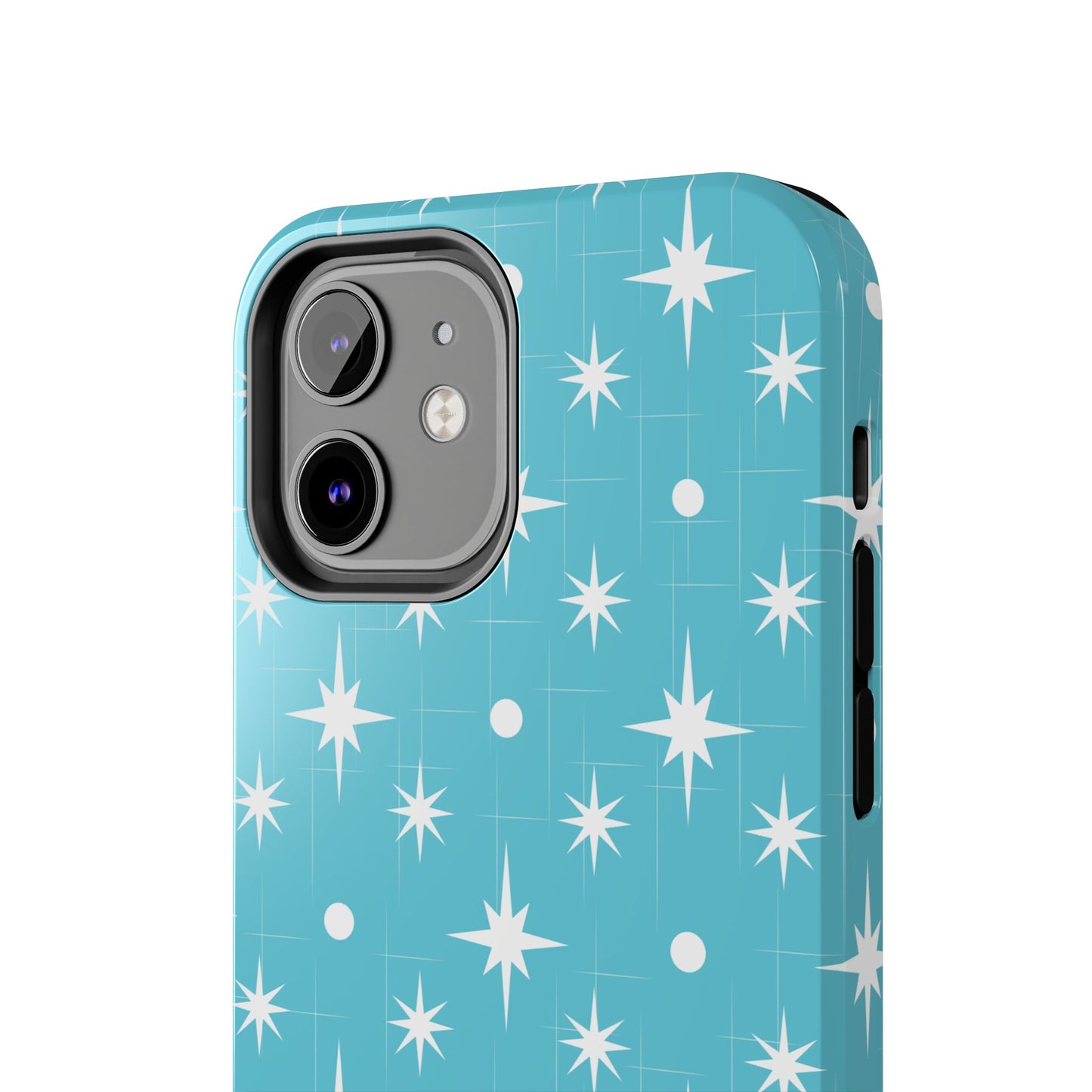 1950s Retro Star Pattern on Blue Tough iPhone Cases