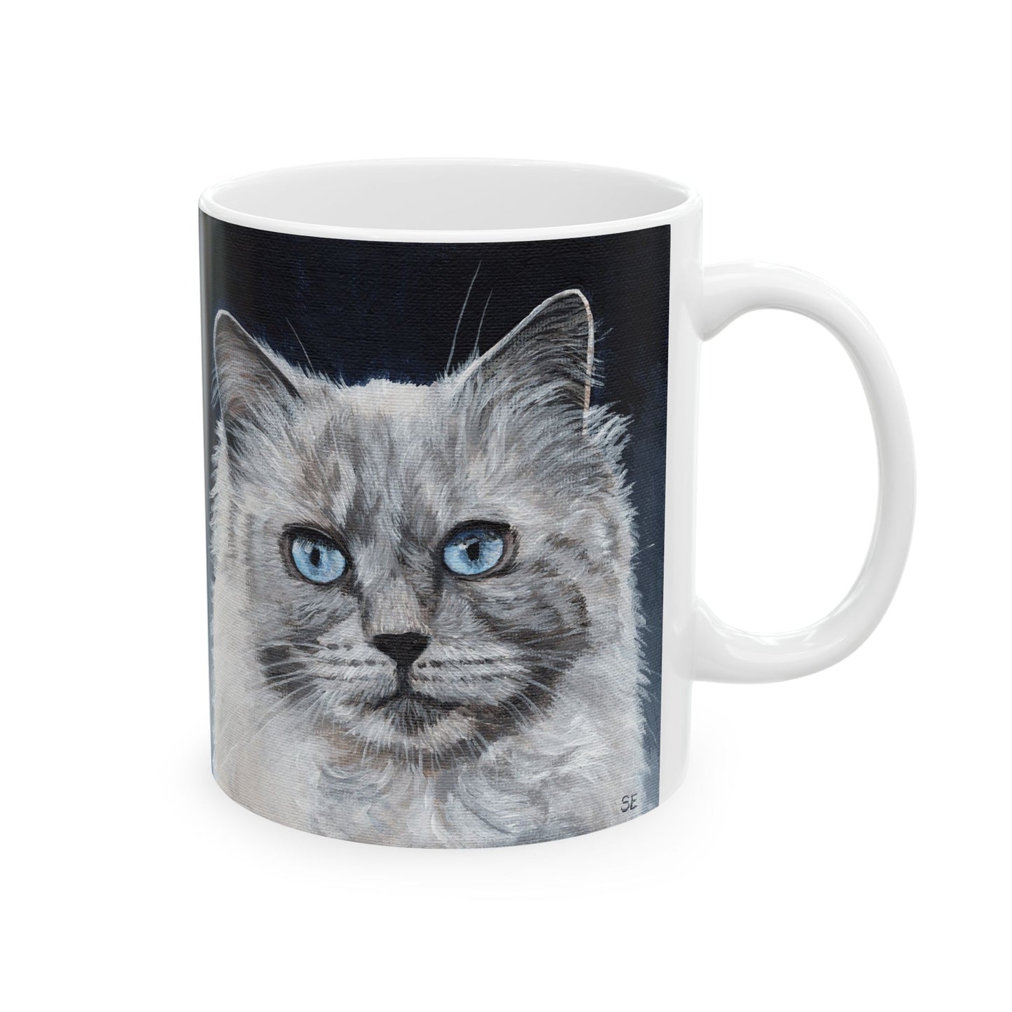 Ragdoll Cat Ceramic Mug — Blue-Eyed Cat Portrait Coffee Cup (11oz & 15oz)