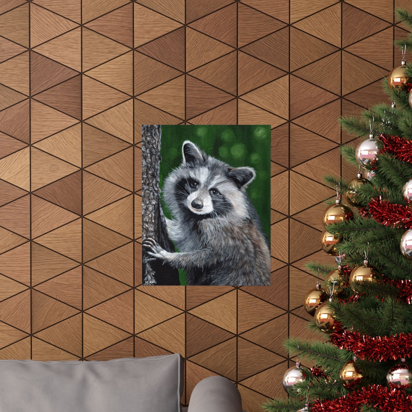 Raccoon Forest Matte Poster — Vertical Wildlife Wall Art