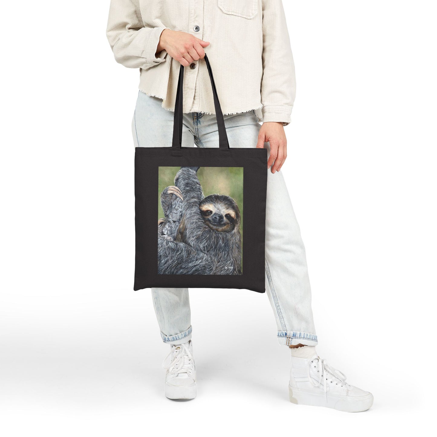 Sloth Canvas Tote Bag — Cute Hanging Sloth Reusable Shopper