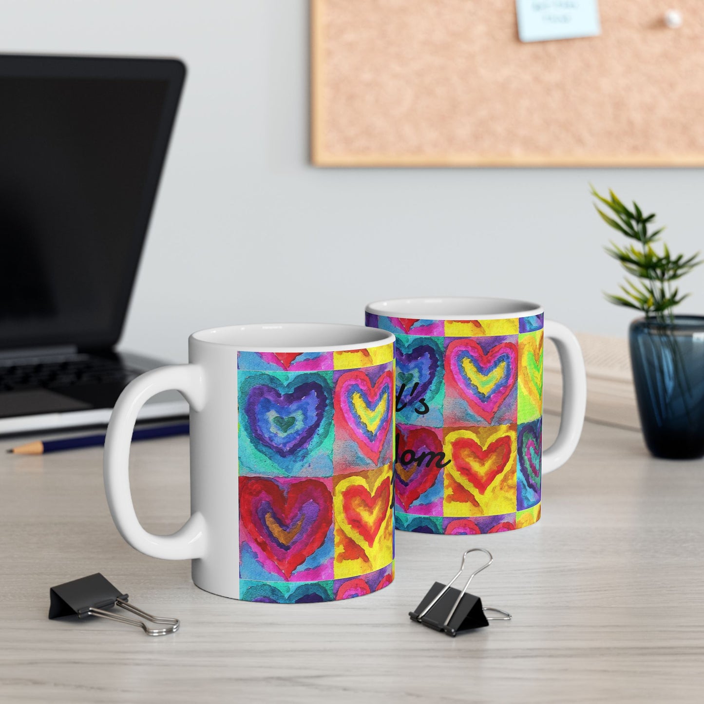 World's Best Mom Ceramic Mug — Colorful Watercolor Hearts, Mother's Day Gift (11oz & 15oz)