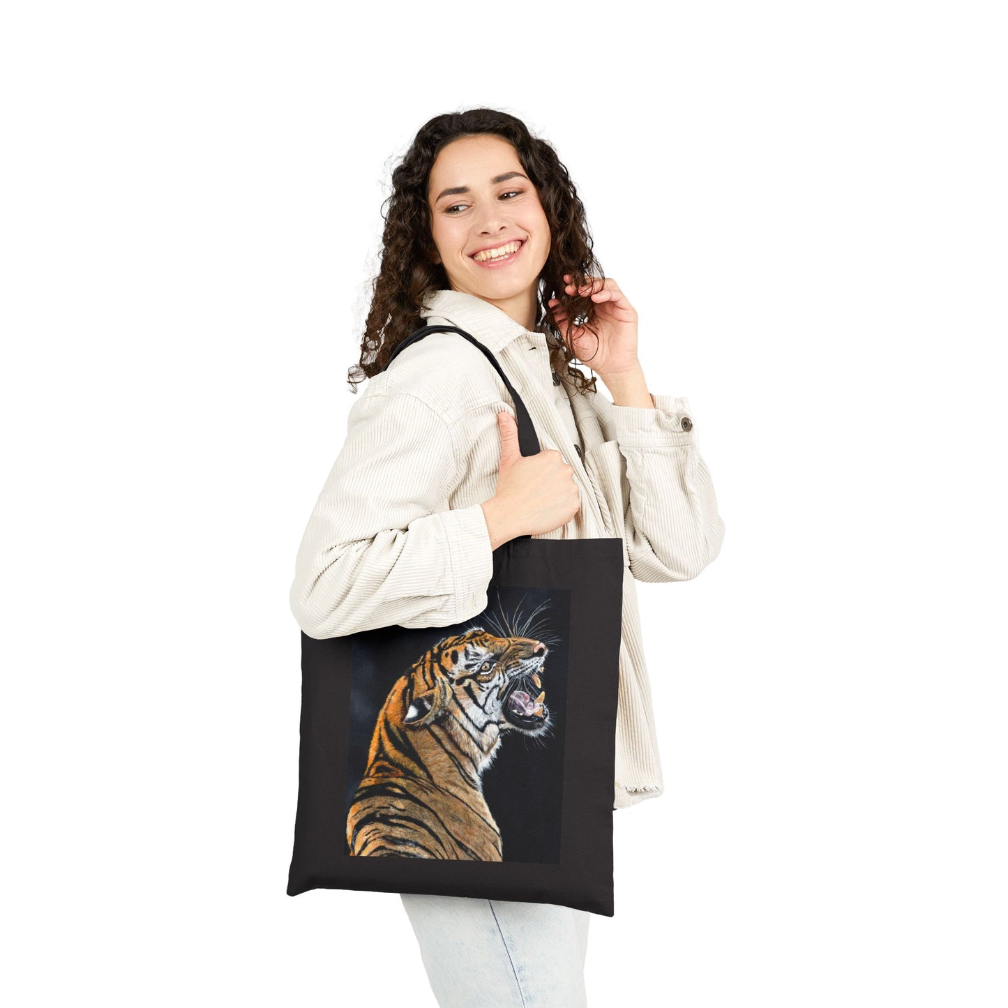 Roaring Tiger Canvas Tote Bag — Eco-Friendly Animal Art Shopper