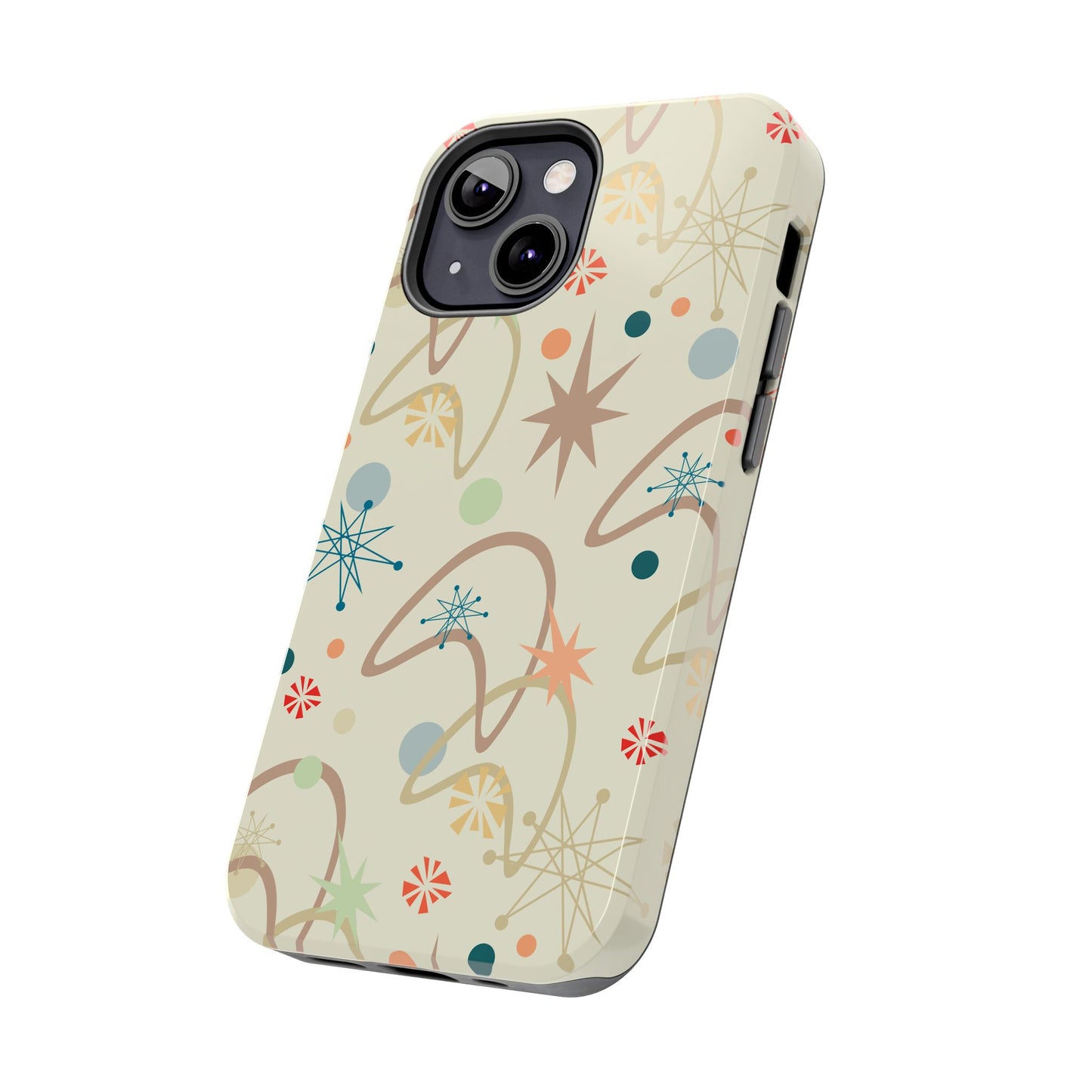 1950s Atomic Age Retro Pattern in Tan Tough iPhone Cases