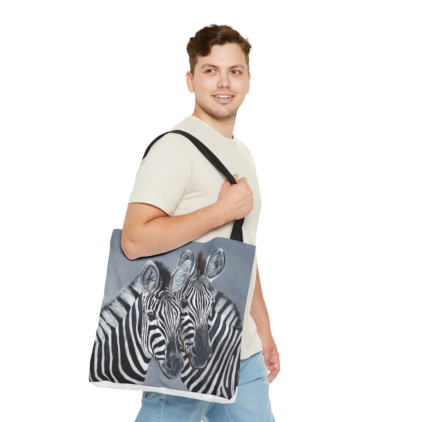 Zebra Pair Tote Bag — Artistic Black & White Animal Print Tote for Everyday Use