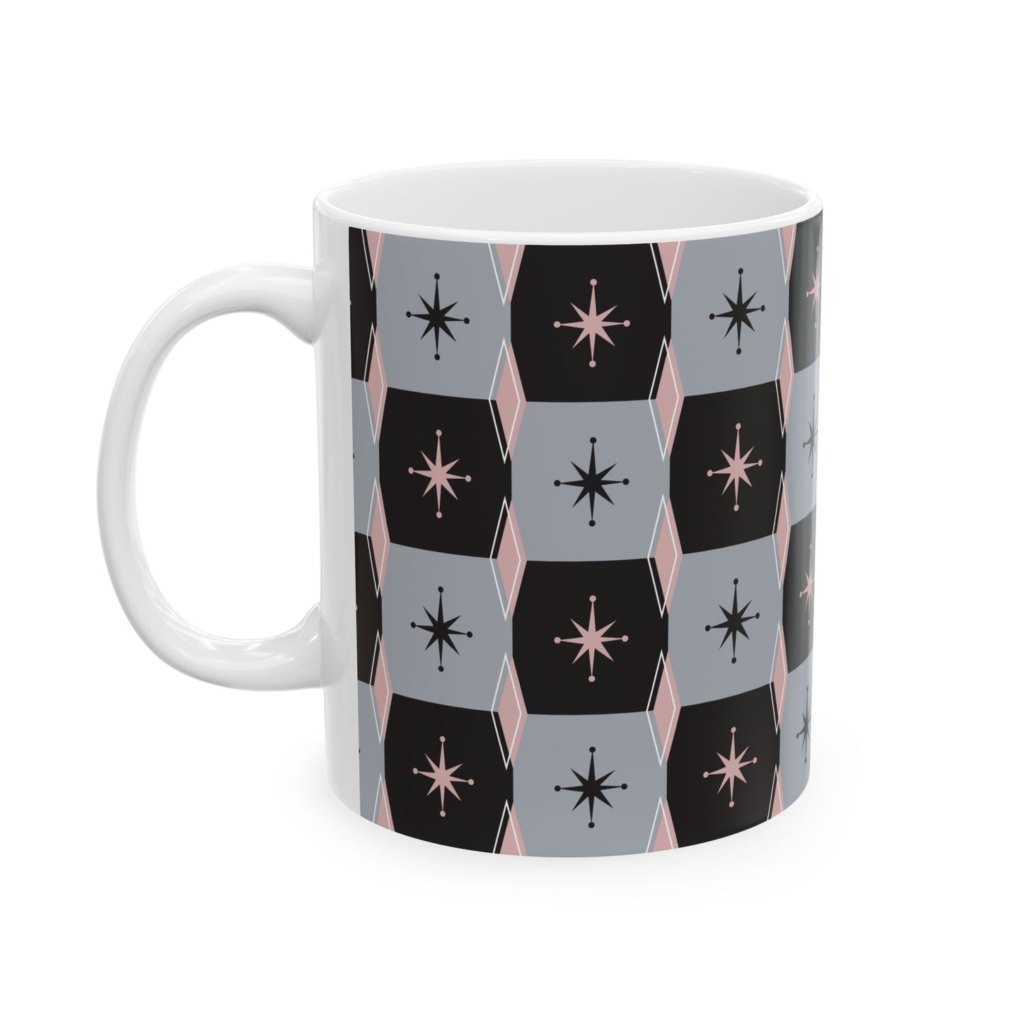 Mid-Century Starburst Ceramic Mug — Retro Geometric 11oz & 15oz