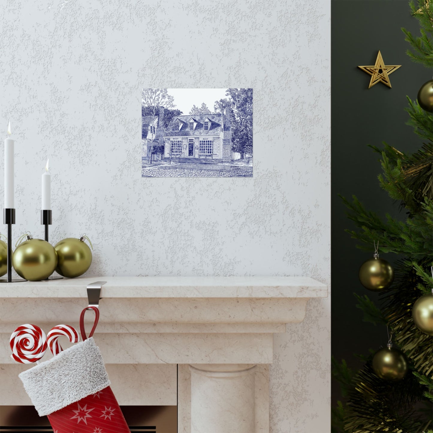 Colonial Williamsurg's William Pitt Shop in Blue Poster — Matte Horizontal Architectural Print