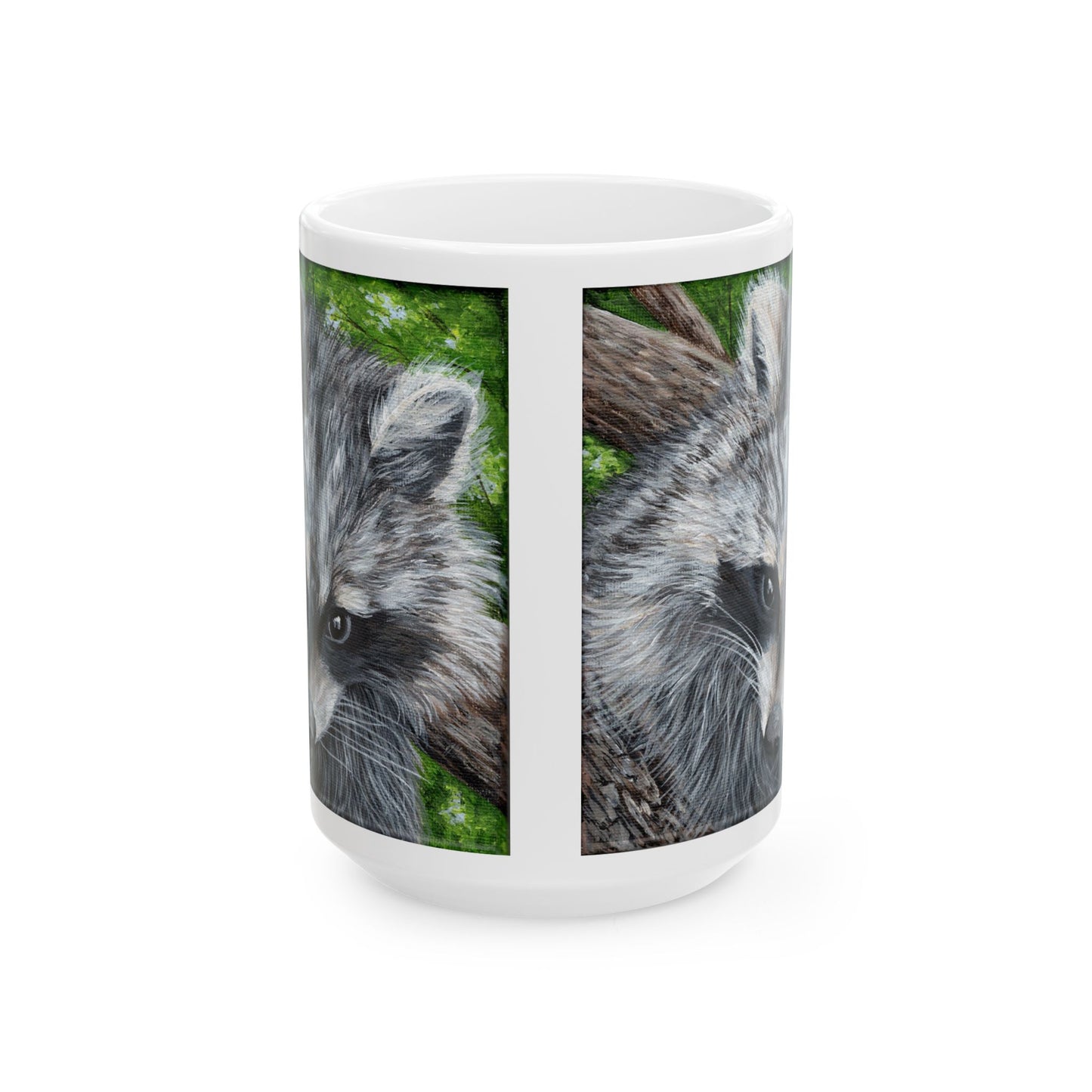Raccoon Art Ceramic Mug — Forest Wildlife Coffee Cup (11oz & 15oz)