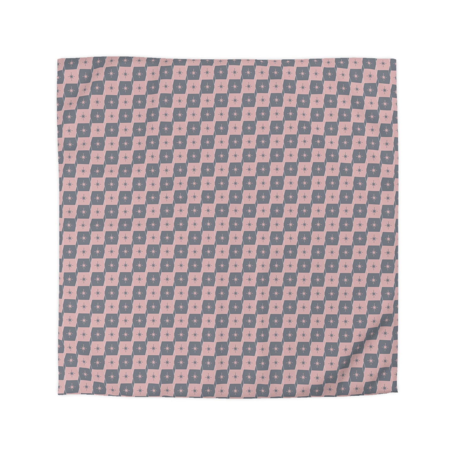 Pink Geometric Checkerboard Microfiber Duvet Cover