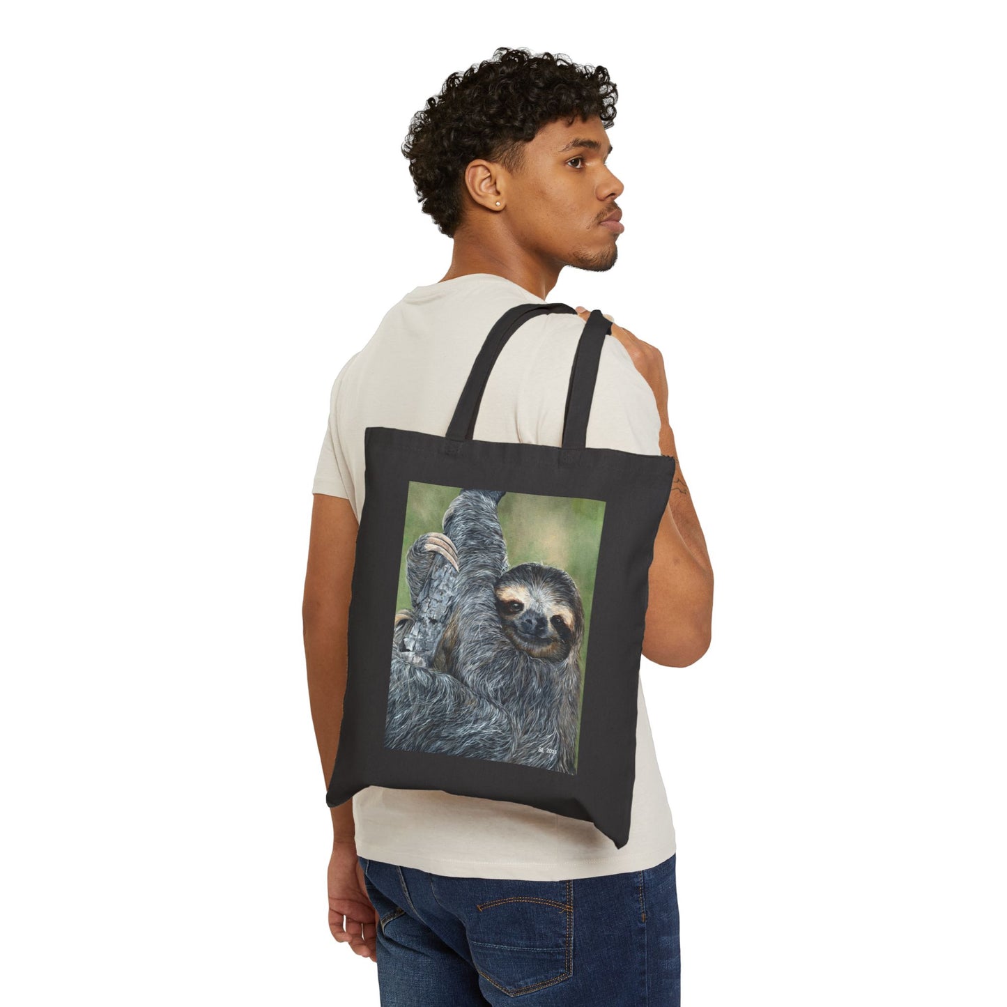 Sloth Canvas Tote Bag — Cute Hanging Sloth Reusable Shopper