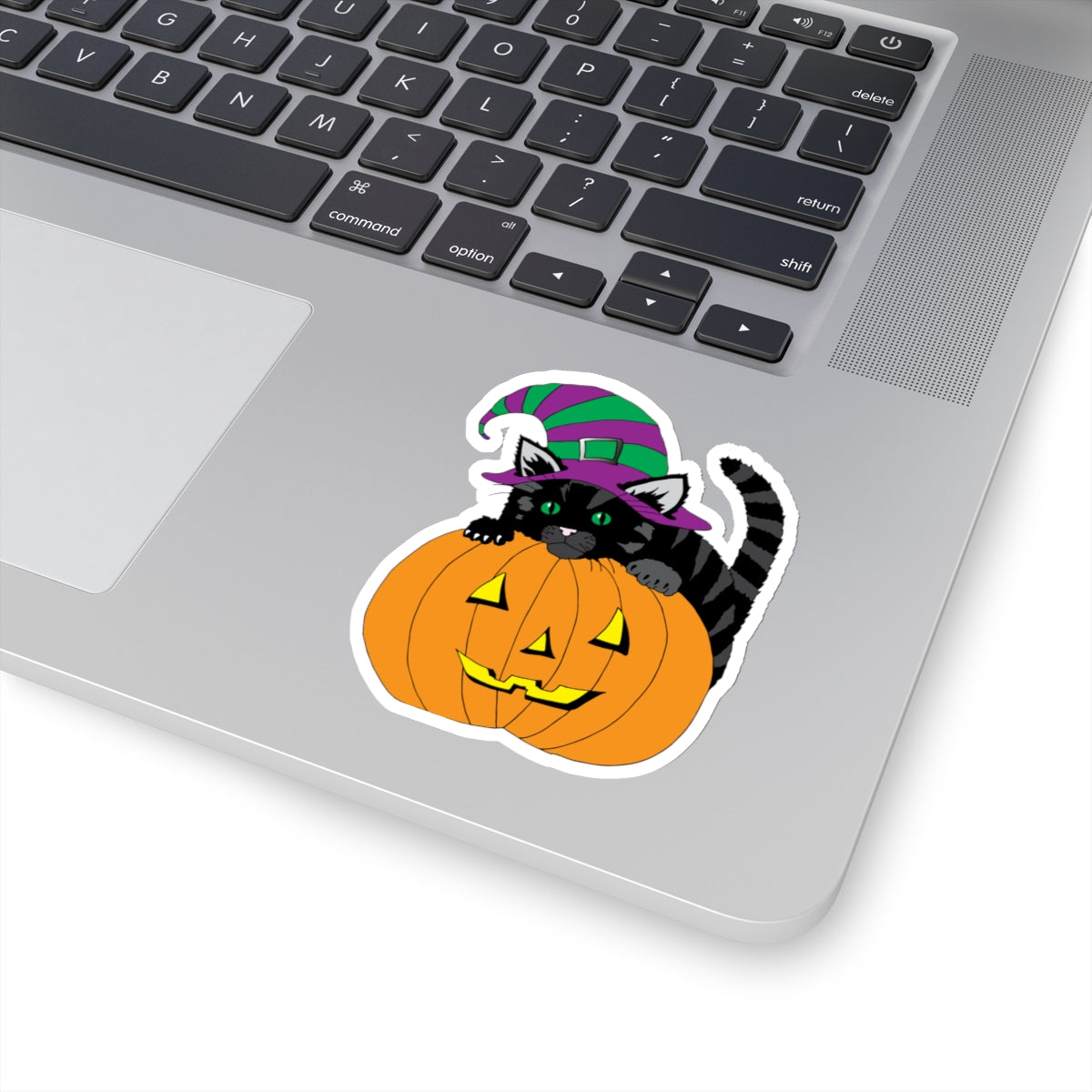 Kitten on Jack O' Lantern Kiss-Cut Stickers