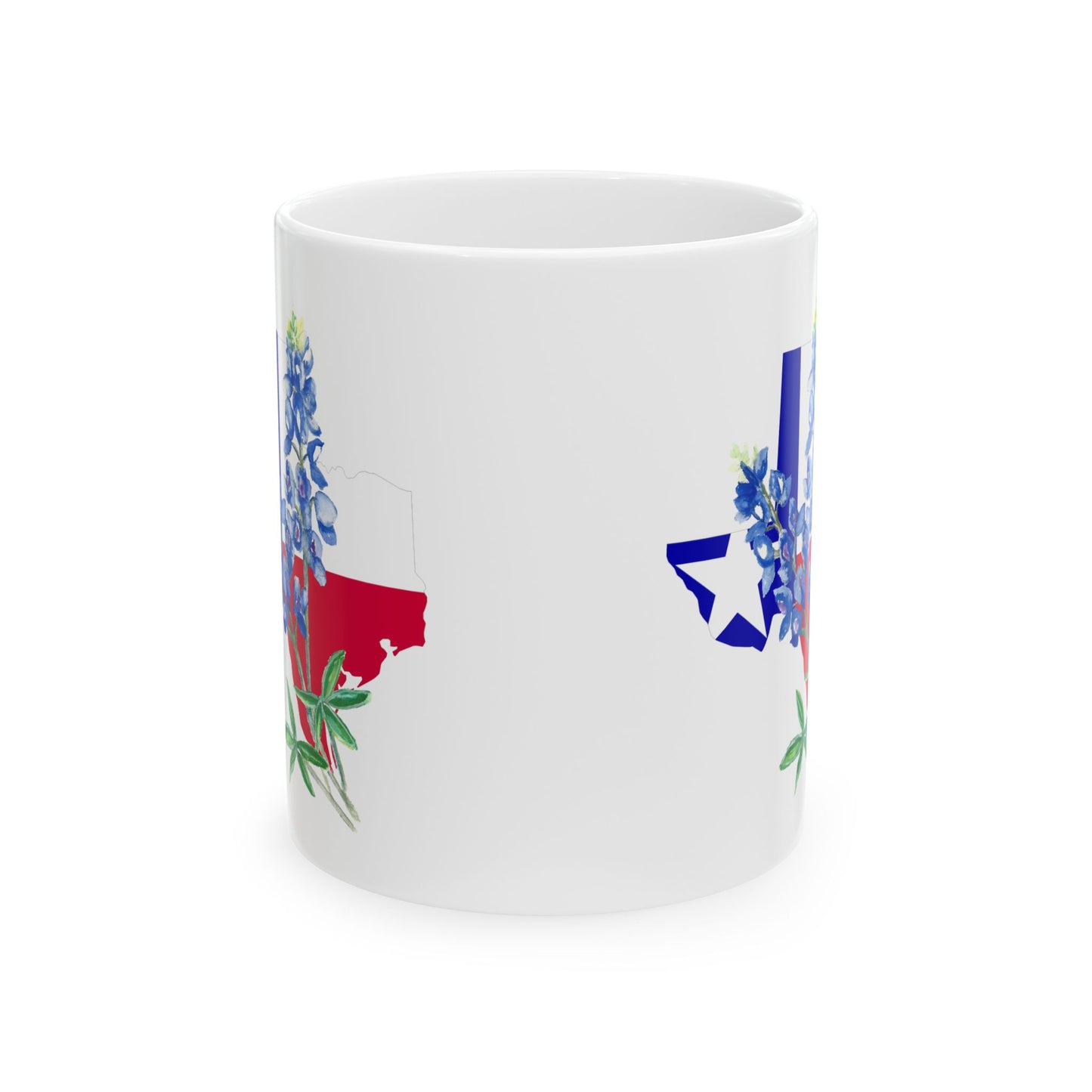 Texas Flag Floral Ceramic Mug — Bluebonnet State Pride Coffee Cup (11oz & 15oz)